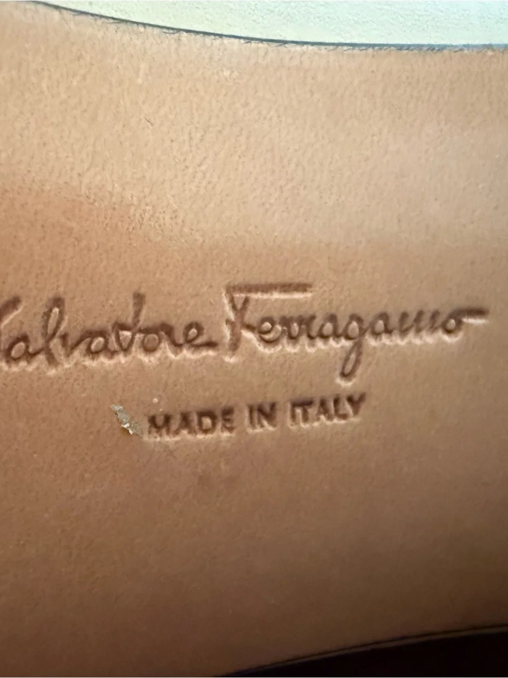 Salvatore Ferragamo Beige Leather Flats with Black Patent Toe - Picture 7 of 11